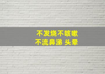 不发烧不咳嗽不流鼻涕 头晕